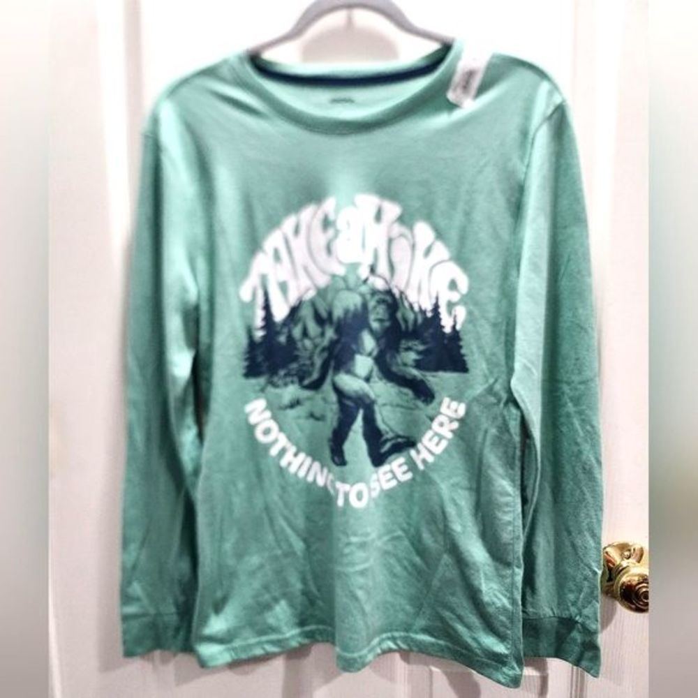 NWT Sonoma Boy's Long Sleeve Teal Blue Graphic T-Shirt Size XL 14-16